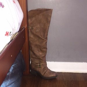 Carlos santana Over The Knee leather brown boots